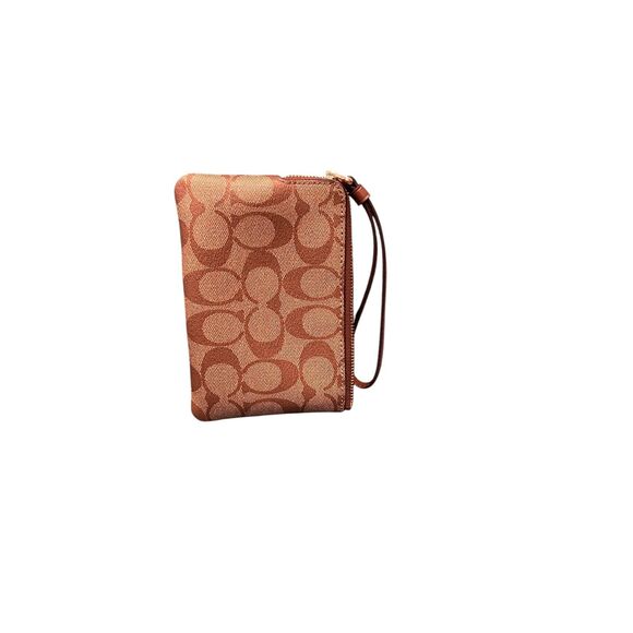 Coach Corner Zip Wristlet in Signature Canvas in KHAKI - Picture 4 of 5